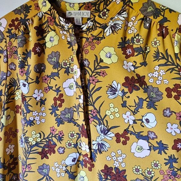 EUC WORN ONCE ELIANE ROSE FLORAL QUARTER BUTTONED PUFFED SLEEVES DRESS SIZE 10/M - Picture 7 of 16